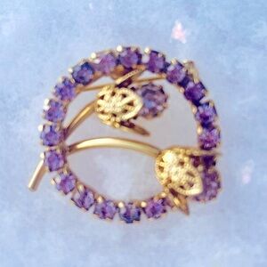 Gorgeous Gold and Lavender MCM brooch